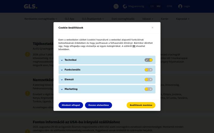 Screenshot of gls-hungary.com
