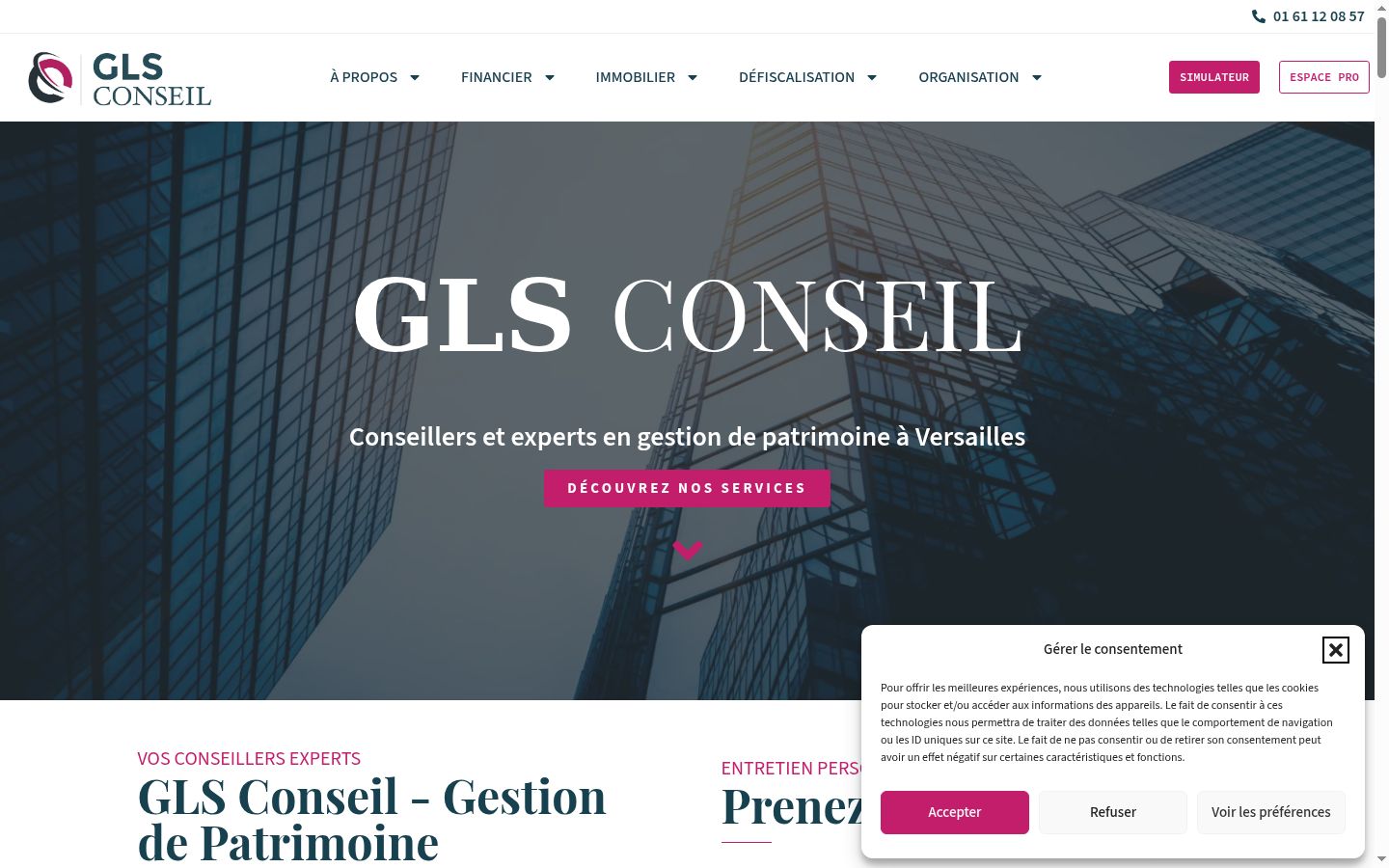 Capture d'écran de la bannière de consentement affichée avant toute interaction