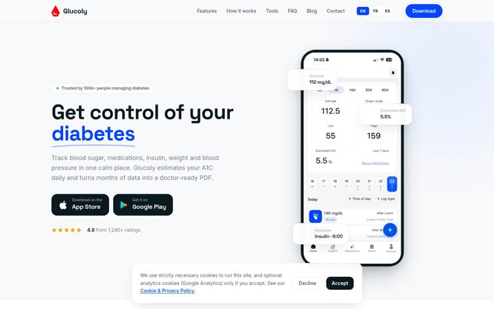 Screenshot of glucoly.app