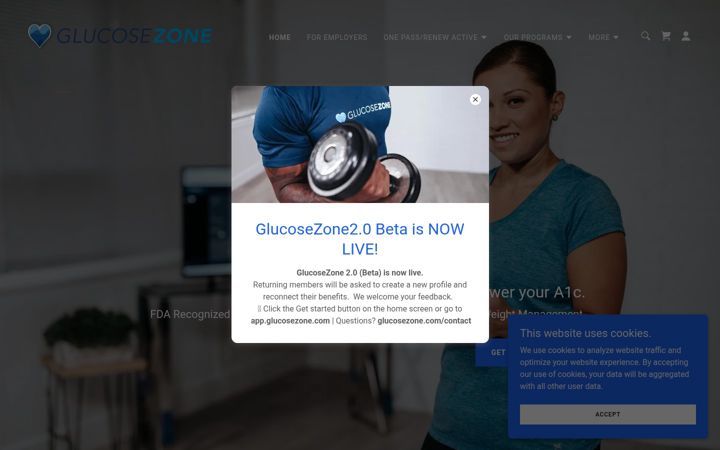 Screenshot of glucosezone.com