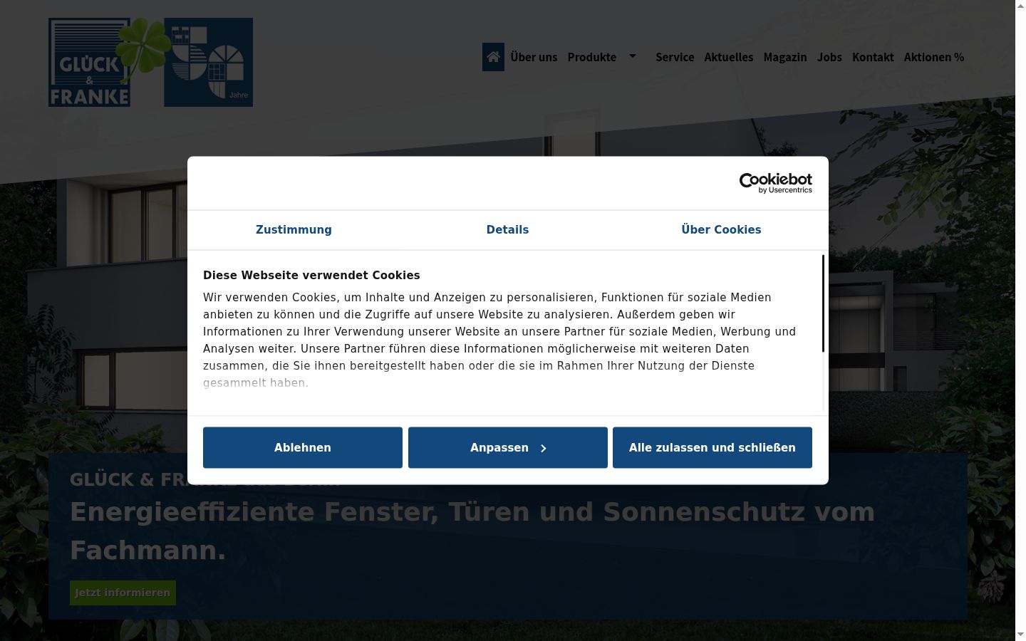 Screenshot del banner di consenso mostrato prima di qualsiasi interazione