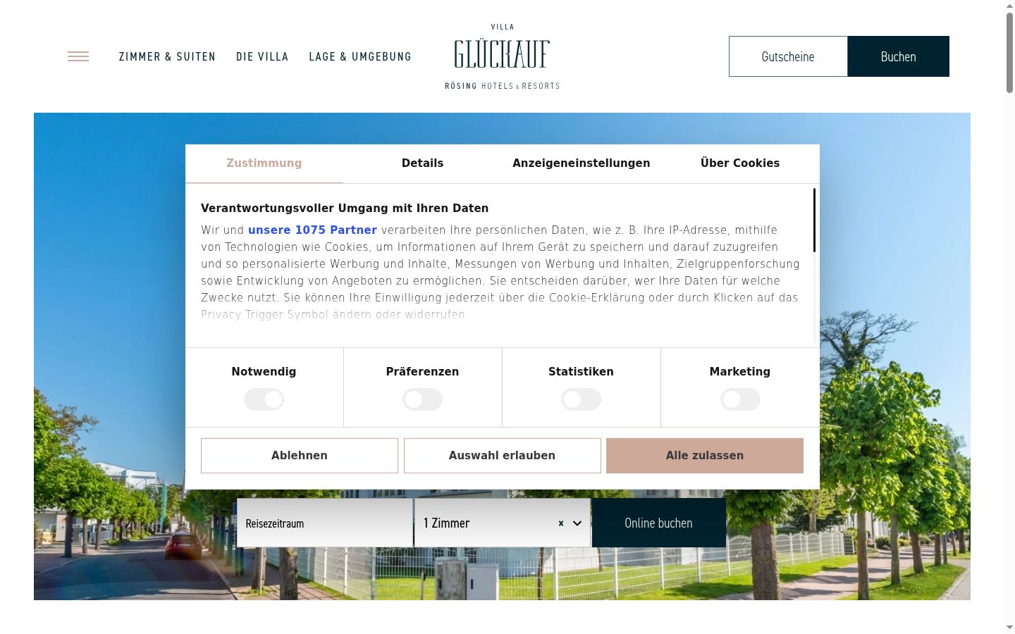 Screenshot of the consent banner shown before any interaction