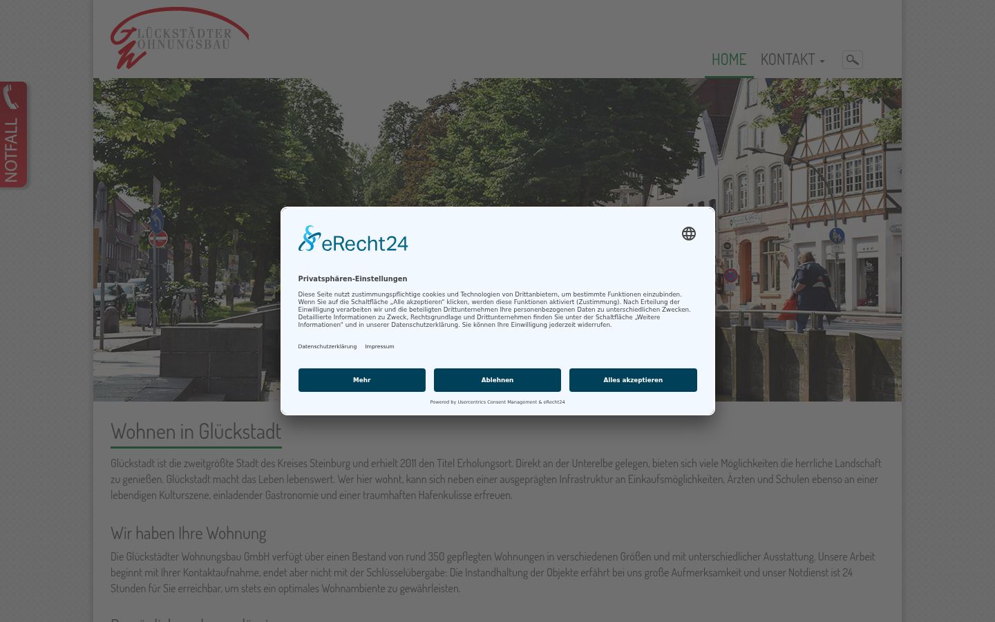 Screenshot del banner di consenso mostrato prima di qualsiasi interazione