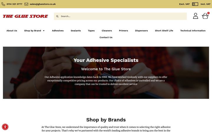 Snímek obrazovky gluestore.co.uk