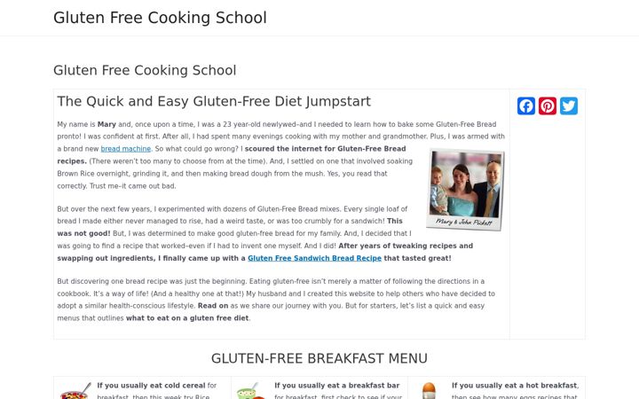 Screenshot of glutenfreecookingschool.com
