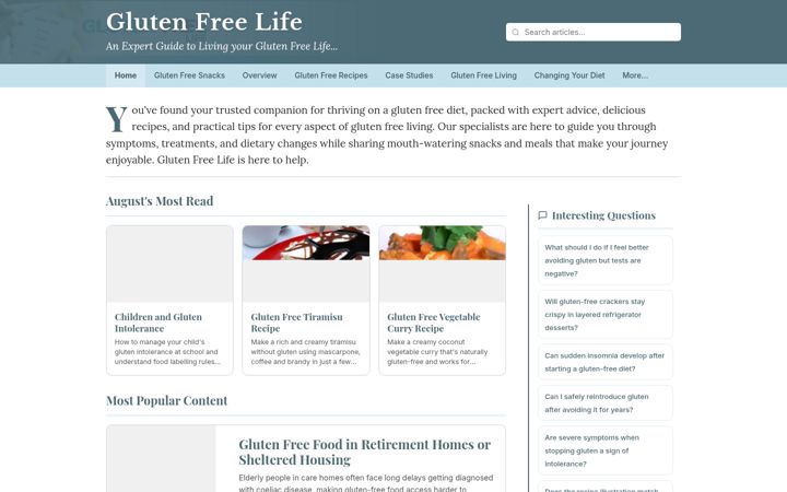 Screenshot of glutenfreelife.co.uk