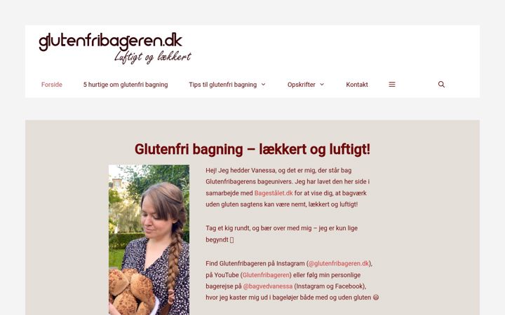 Screenshot of glutenfribageren.dk