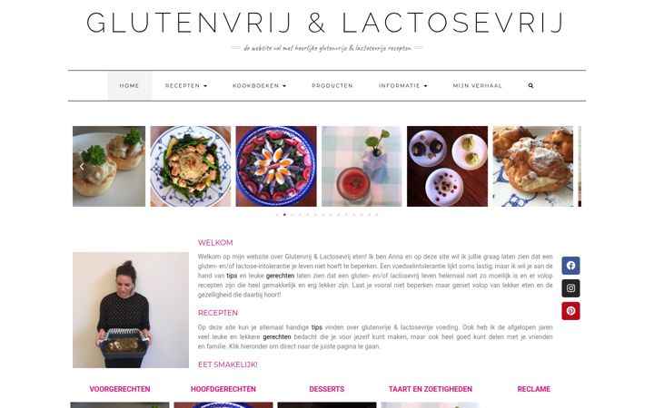 Screenshot of glutenvrijlactosevrij.nl