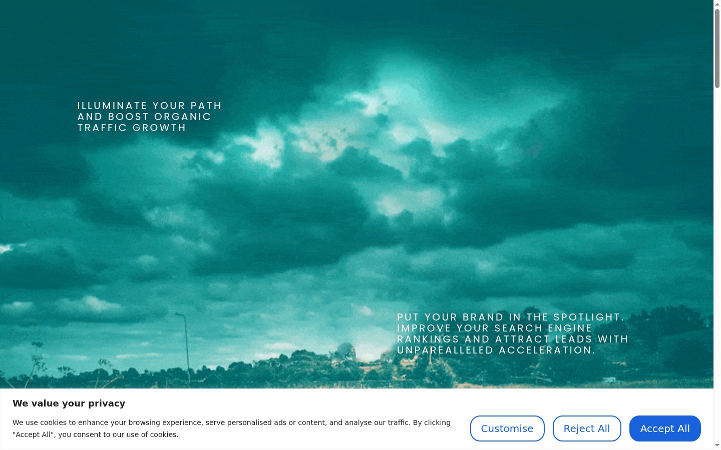 Captura de ecrã do banner de consentimento apresentado antes de qualquer interação