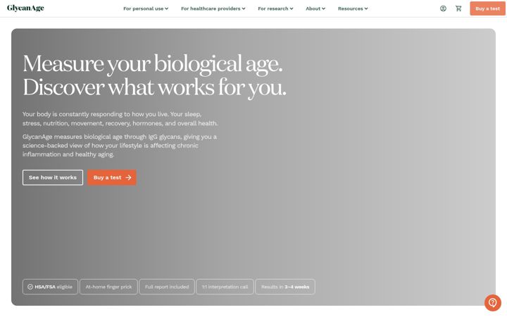 Screenshot of glycanage.com