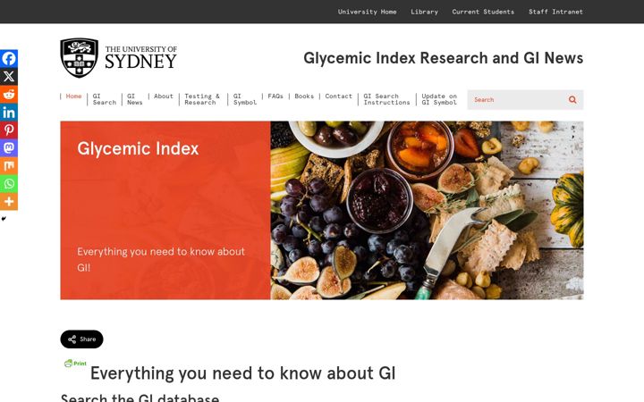 Screenshot of glycemicindex.com