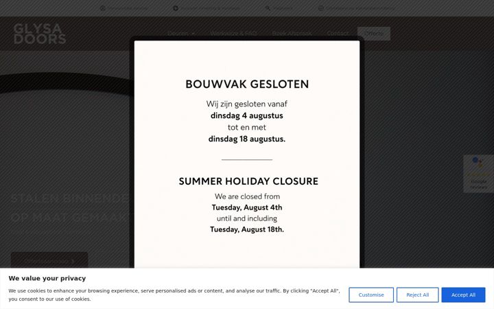 Screenshot of glysadoors.nl