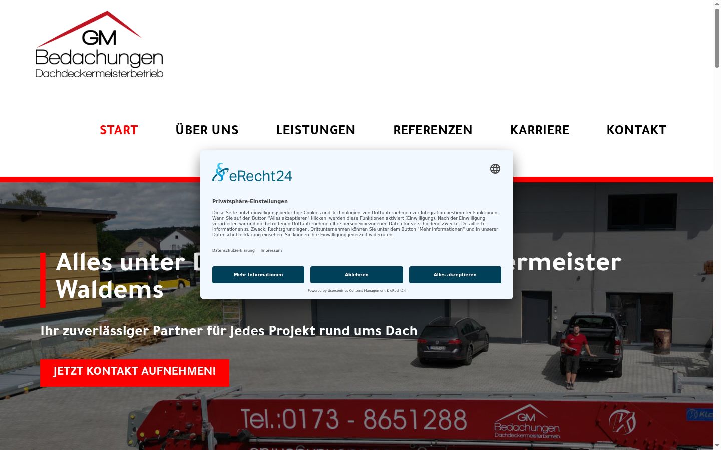 Screenshot des Einwilligungsbanners vor jeglicher Interaktion