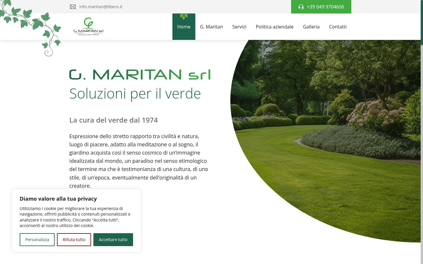 Screenshot del banner di consenso mostrato prima di qualsiasi interazione