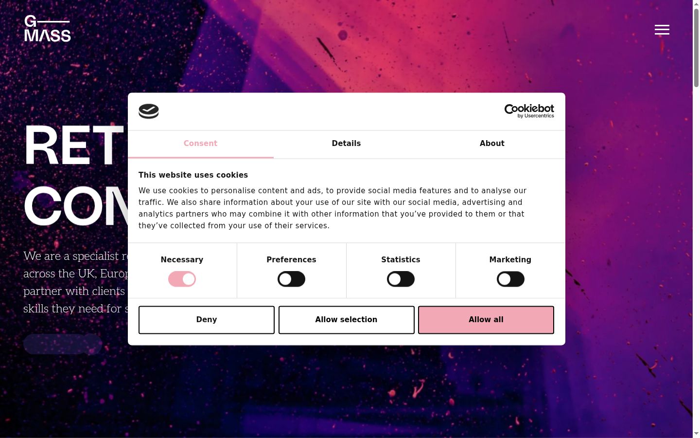 Capture d'écran de la bannière de consentement affichée avant toute interaction