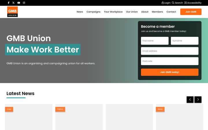 Screenshot of gmb.org.uk