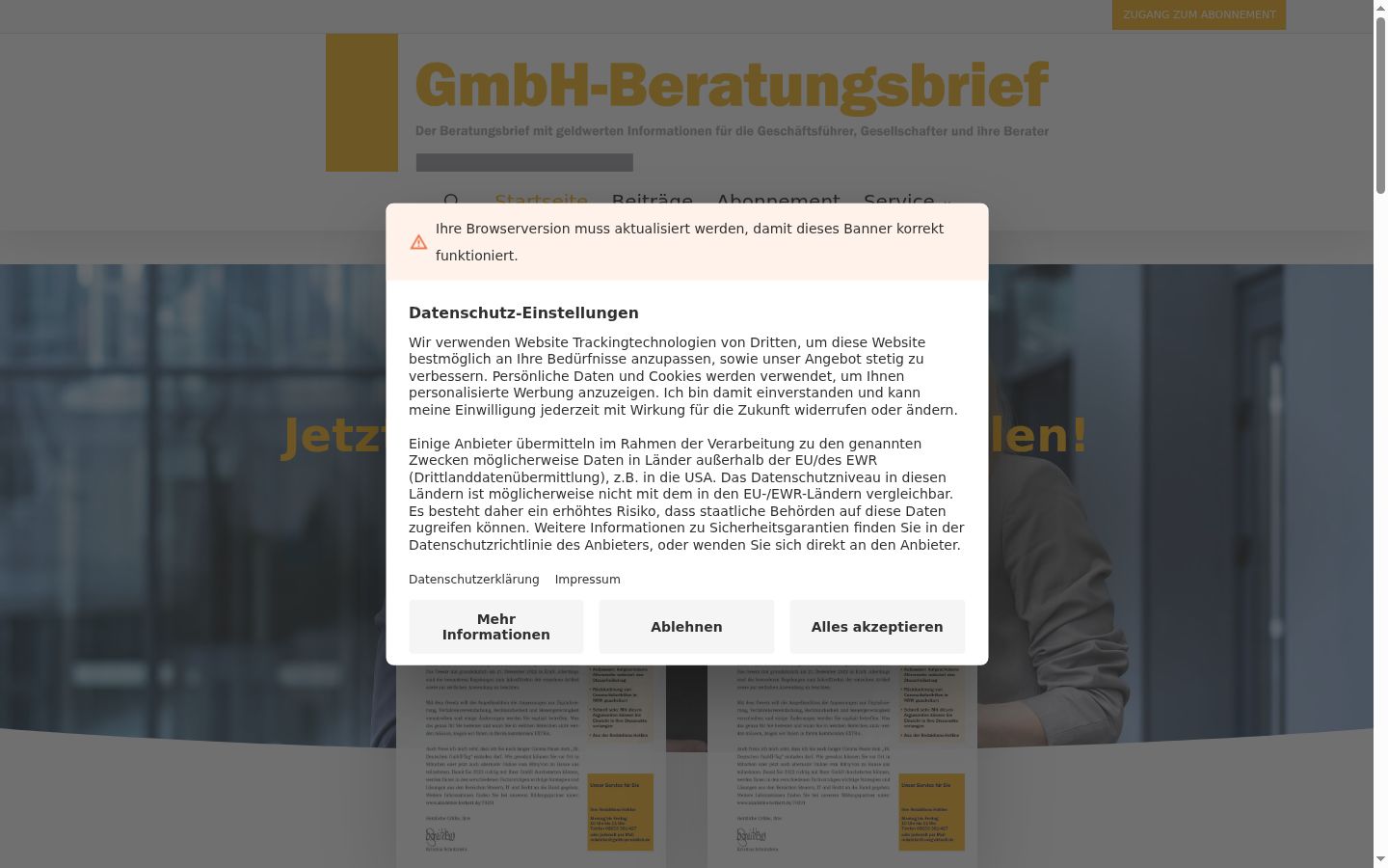 Screenshot tal-banner tal-kunsens muri qabel kwalunkwe interazzjoni