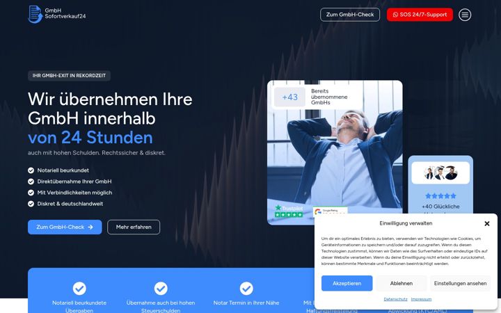 Screenshot of gmbh-sofortverkauf24.de
