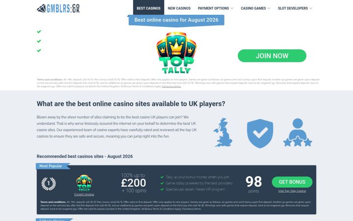 Screenshot of gmblrs.co.uk