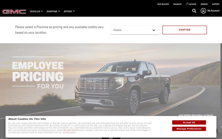 Screenshot of gmccanada.ca