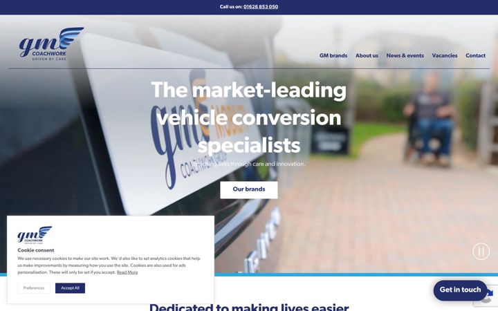 Screenshot of gmcoachwork.co.uk