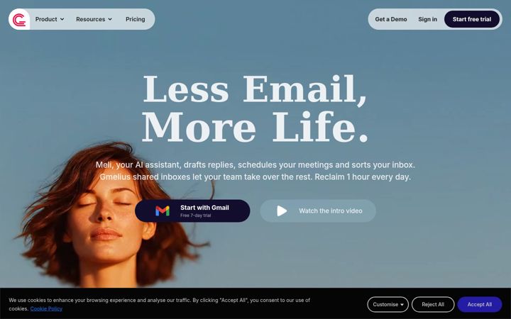 Screenshot of gmelius.com