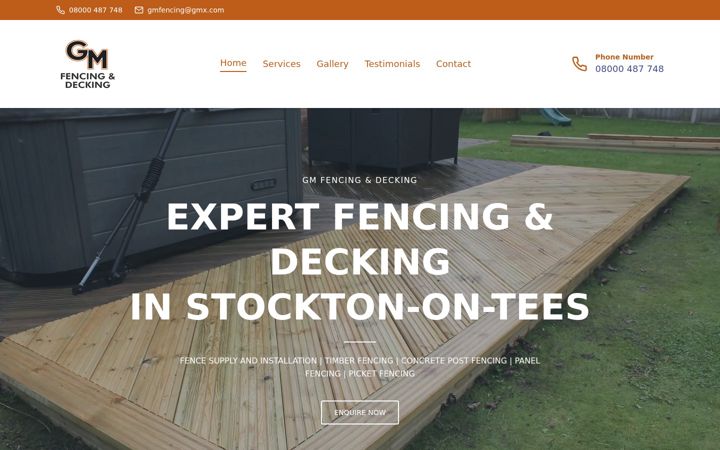 Screenshot of gmfencinganddecking.co.uk