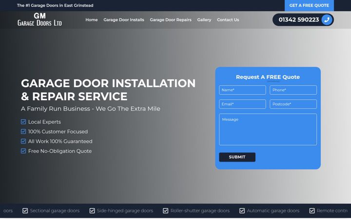 Screenshot of gmgaragedoors.co.uk