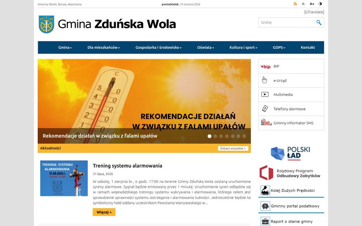 Screenshot of gminazdunskawola.pl