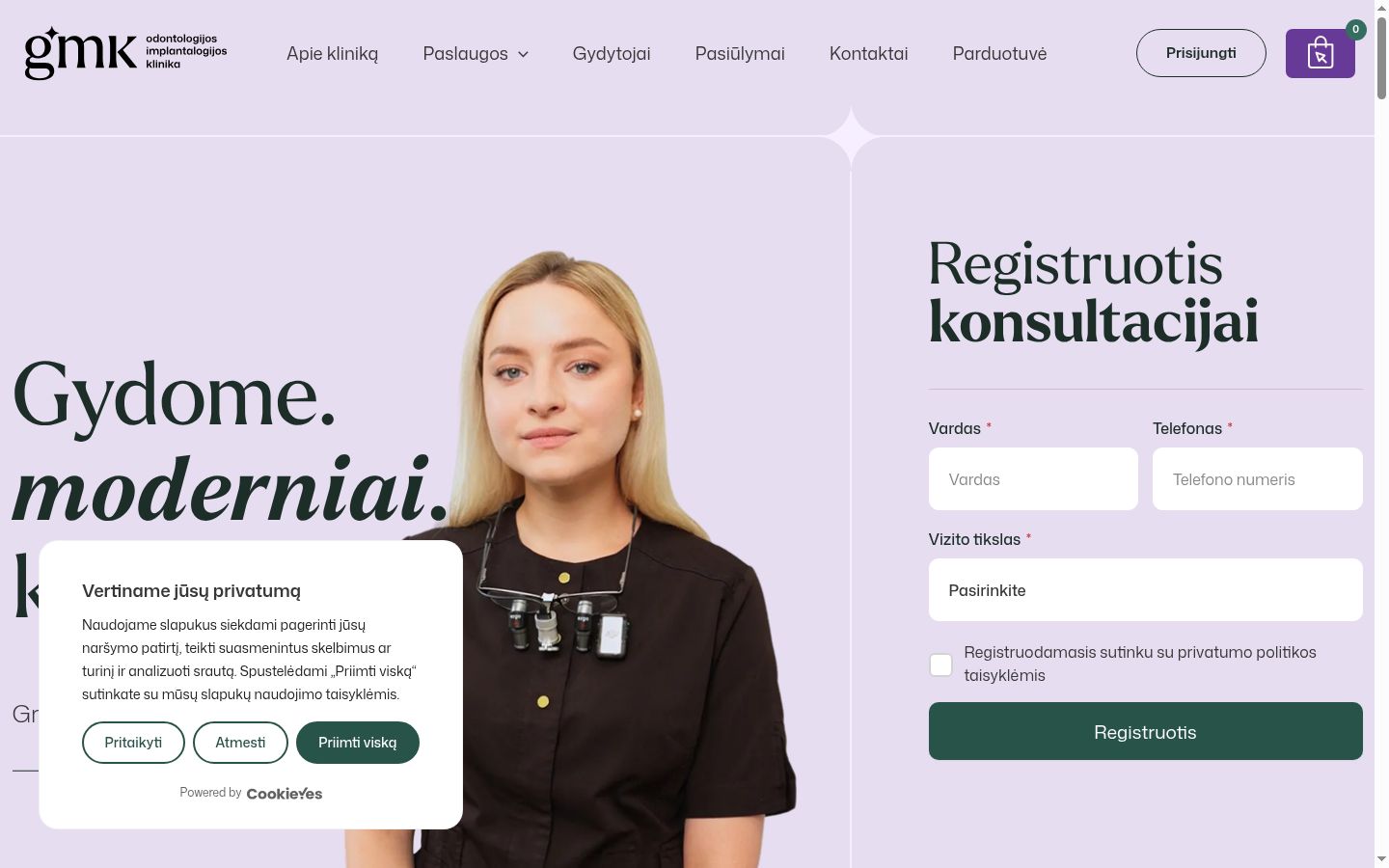 Snímek obrazovky baneru souhlasu zobrazeného před jakoukoli interakcí