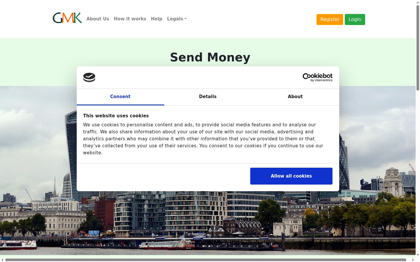 Screenshot del banner di consenso mostrato prima di qualsiasi interazione
