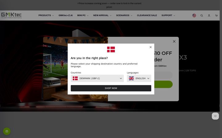 Screenshot of gmktec.com