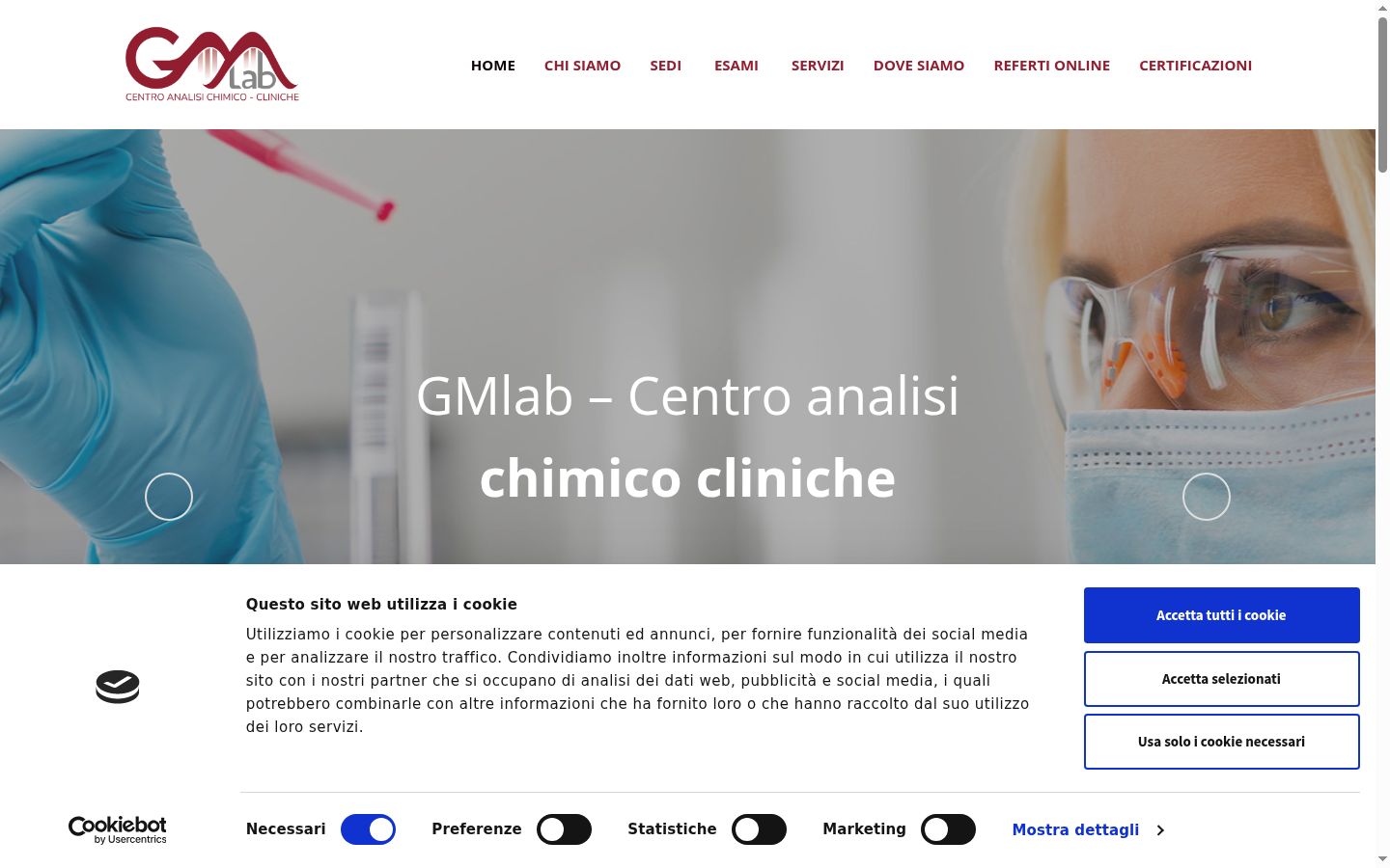 Screenshot del banner di consenso mostrato prima di qualsiasi interazione