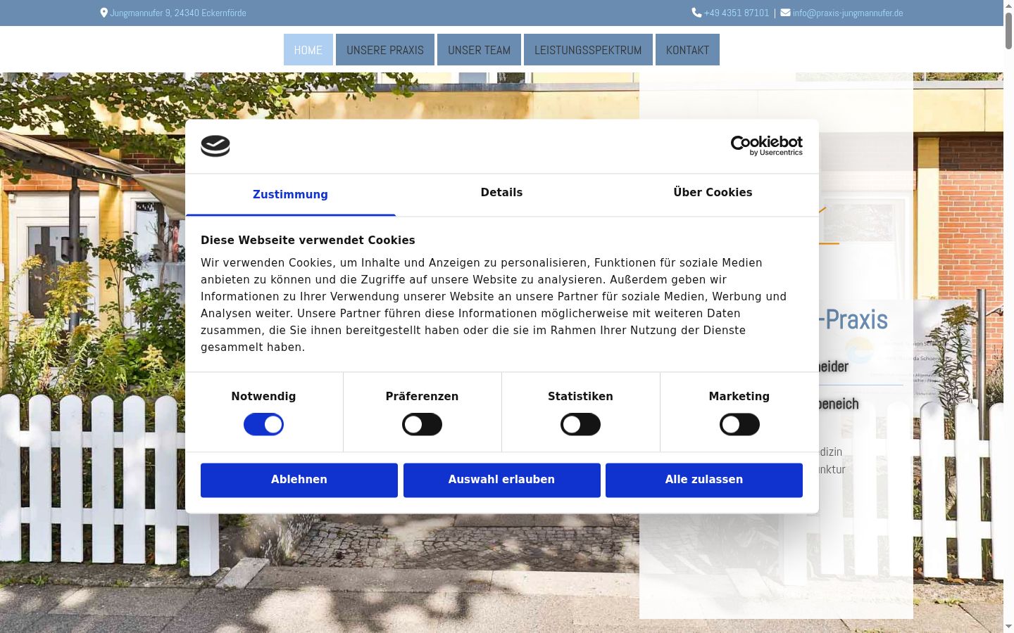 Screenshot del banner di consenso mostrato prima di qualsiasi interazione