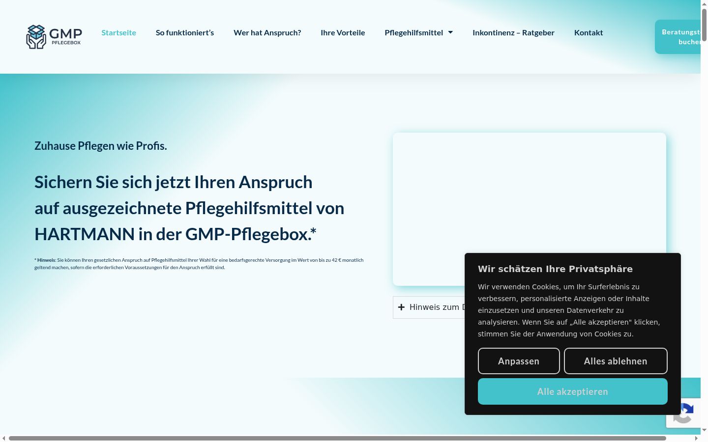 Screenshot del banner di consenso mostrato prima di qualsiasi interazione
