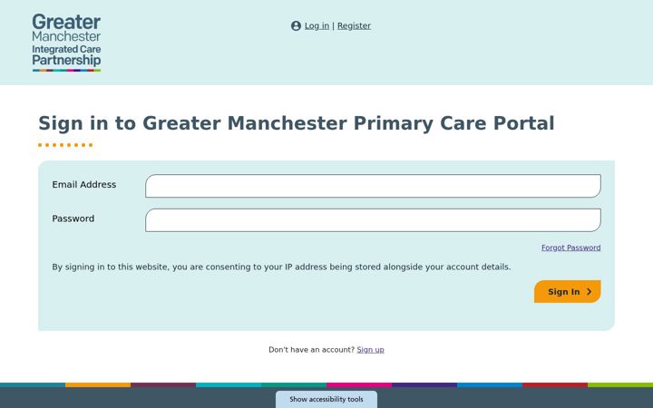 Screenshot of gmprimarycareportal.nhs.uk