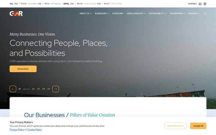 Screenshot of gmrgroup.in