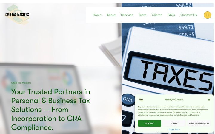 Screenshot of gmrtax.ca