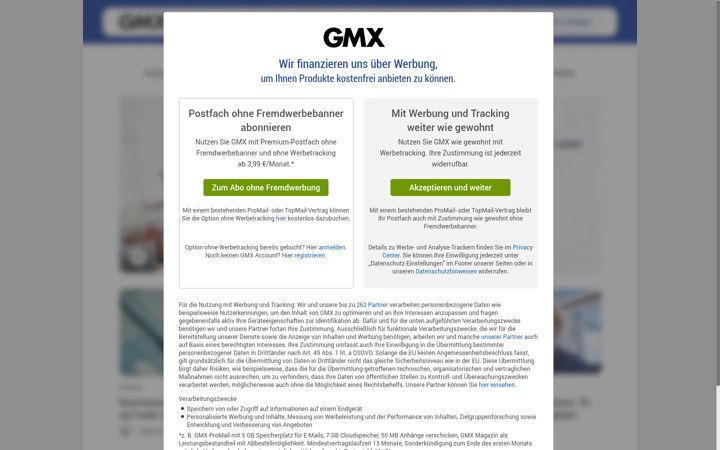 Ekrano kopija gmx.de