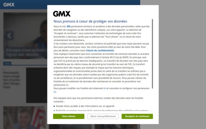 Zrzut ekranu gmx.fr
