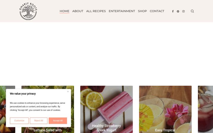Screenshot of gnarlyrootsrecipes.com