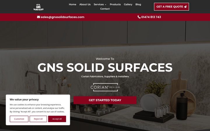 Screenshot of gnssolidsurfaces.com