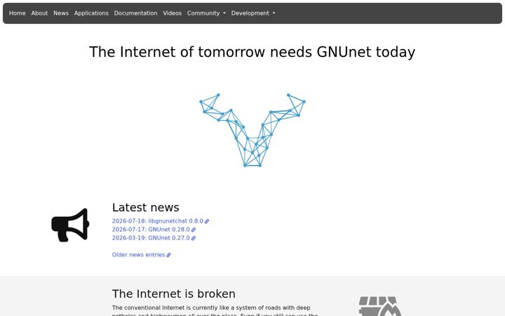 Screenshot of gnunet.org