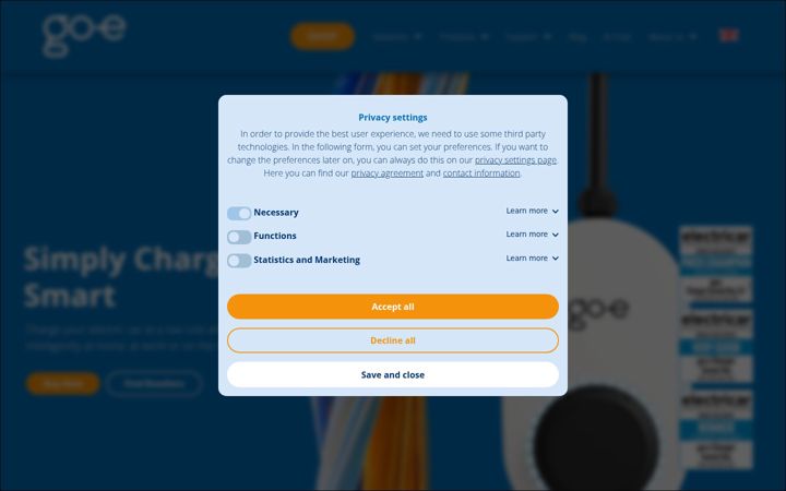 Screenshot of go-e.com