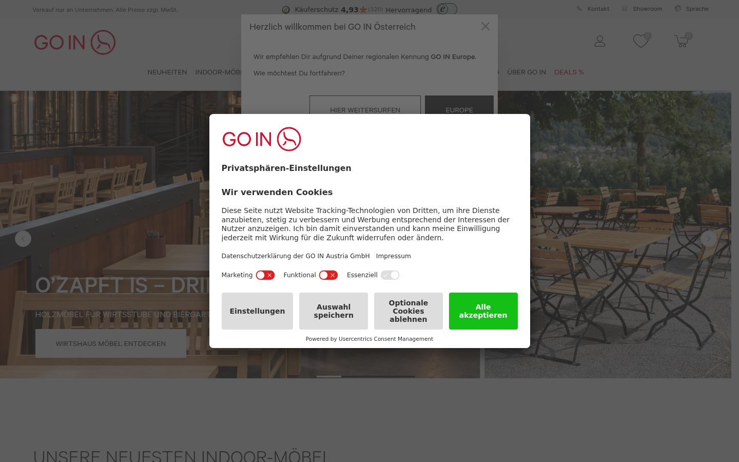 Screenshot del banner di consenso mostrato prima di qualsiasi interazione