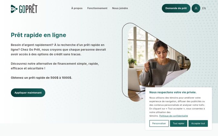 Screenshot of go-pret.ca