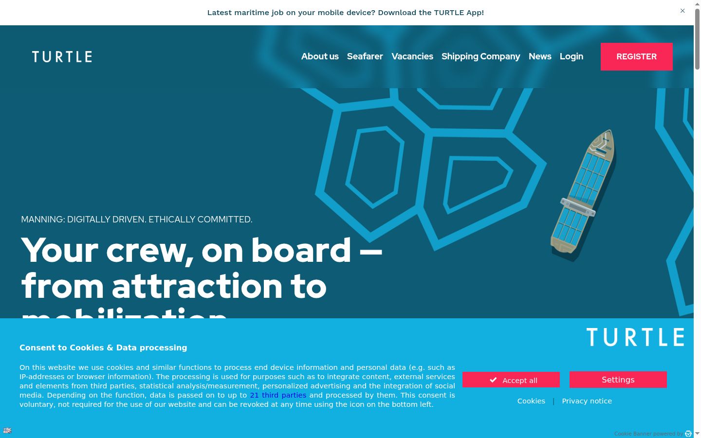 Screenshot of the consent banner shown before any interaction