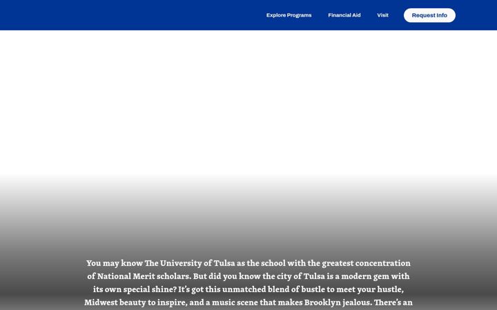 Screenshot of go.utulsa.edu