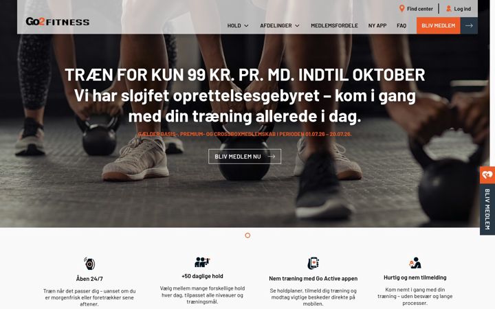 Ekraanipilt saidist go2fitness.dk