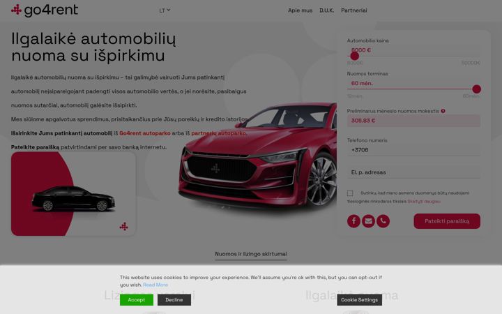 Screenshot von go4rent.lt